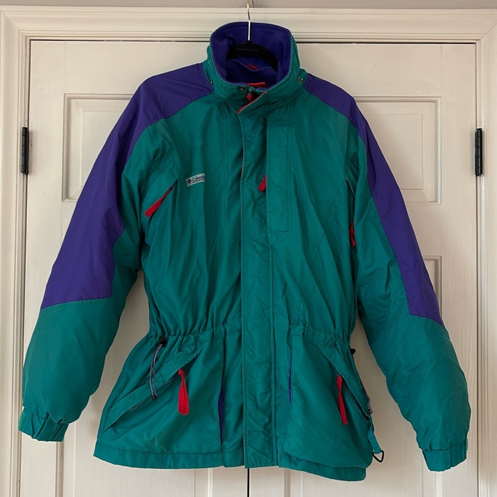 Columbia Vintage 90s Ski Jacket‎ Double Whammy Men’s Size Medium Teal Purple Red